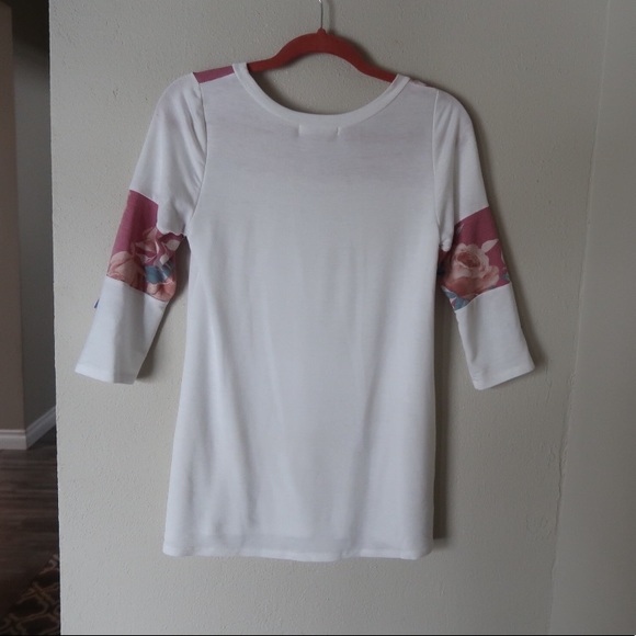 White/floral lake flower super soft baseball tee - Picture 7 of 7